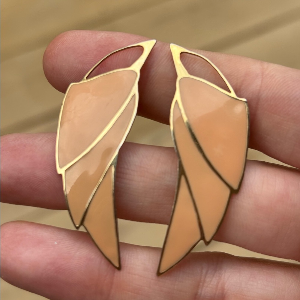 Elegant Gold and Tan Leaf Earrings